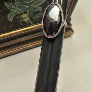 Elegant Black Oval Ring Hematite